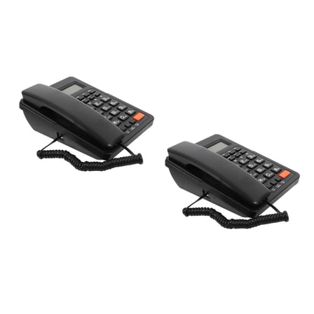 2pcs Business Fixed Phone Caller ID Telephone Home Office Landline Phone With LCD Screen (Black)