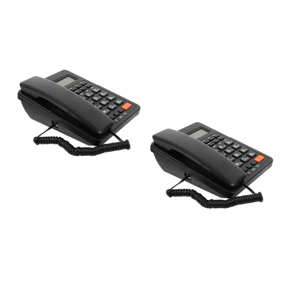 2pcs Business Fixed Phone Caller ID Telephone Home Office Landline Phone With LCD Screen (Black)