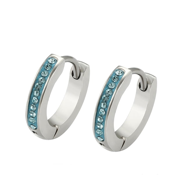 Arracadas Chicas P/ niña adulto Swarovski Oro Blanco 14K Lam azul Unitalla