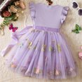 thumbnail image 4 of Cowsor Girls Embroidered Ruffle Sleeve Princess Dress Elastic Waist Short Sleeve Sundress for 1-6 Years Old Party Wear, 4 of 6