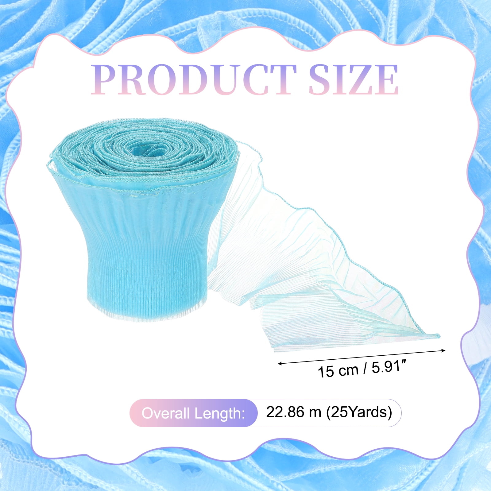 Ruffle Pleated Chiffon Trim, 25 Yards Retro Organza Fabric Trim Tulle Decorative Ruffle Lace Border for DIY Sewing Dress Bag Costume Trimming Craft Cake Decor, Sapphire Blue