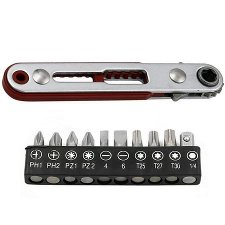 

Flat Head Mini Ratchet Wrench 90 Degree Offset Screwdriver Handle with Bit Set