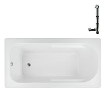Streamline N-4300-742-CH 66 in. x 34 in. Acrylic Soaking Drop-In Bathtub in Glossy White, With External Drain in Polished Chrome