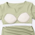thumbnail image 5 of FUYUDY Women T Shirt Summer Seamless Workout Yoga Tee For High Performance Slim Fit V Neck Solid Color Athletic Shirt Stretchy Wicking Breathable Comfortable Female Top For Everyday Wear,Green,XXL, 5 of 5