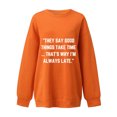 thumbnail image 4 of Jinhomg Womens Oversized Boyfriend Sweatshirt 2025 Trendy Letter Print Y2K Tops Casual Comfy Long Sleeve Drop Shoulder Pullover Daily Wear Orange M, 4 of 6