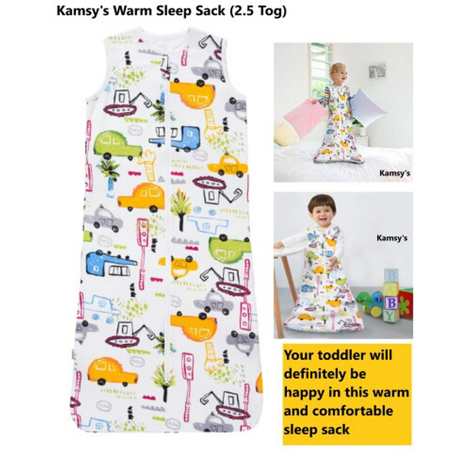 Kamsy s Organic Cotton Toddler Sleep Sack Warm Adjustable Wearable Blanket for 18 36 Months 2.5Tog 1.5Tog 0.5Tog