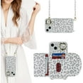 thumbnail image 2 of for iPhone 13 Case with Card Holder for Women,for iPhone 14 Phone Case Wallet with Strap,Credit Card Holder,Ring Stand,Crossbody Lanyard,PU Leather Cases for iPhone 13/14 6.1''(White Leopard), 2 of 18