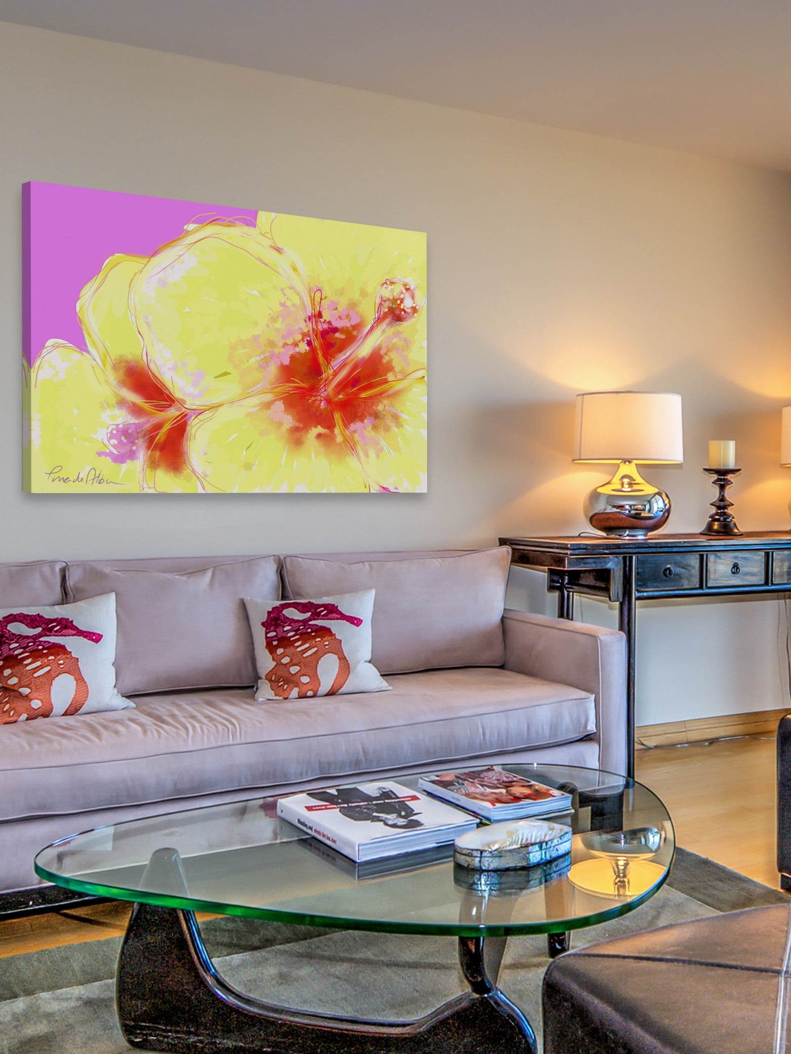 "Yellow Hibiscus" Painting Print on Wrapped Canvas