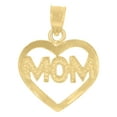 thumbnail image 2 of 10kt Real Yellow Gold Diamond-Cut Womens Mom Heart Charm Pendant, 2 of 2