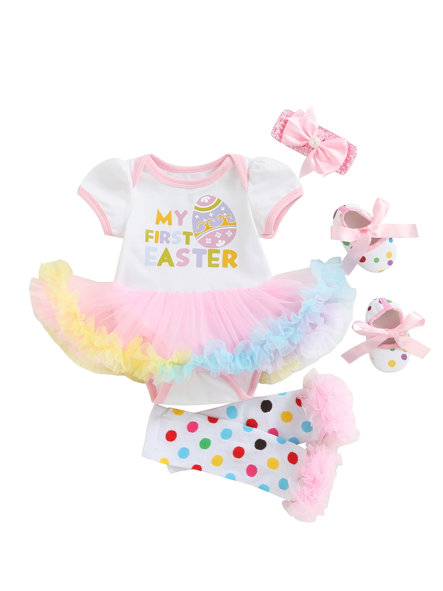 Toddler Newborn Baby Girls Princess Easter Eggs Letter Tutu Dress Outfits Set 