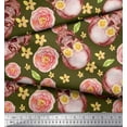 thumbnail image 3 of Soimoi Georgette Viscose Fabric Skull & Begonia Floral Print Fabric by The Yard 42 Inch Wide, 3 of 3