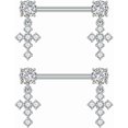 thumbnail image 6 of 14G Dangle Charm Nipple Rings for Women Rhinestone Cubic Zirconia Dangling Star Moon Nipplerings Straight Bar Cross Drop Nipple Shield Barbell Ring Fashion Body Piercing Jewelry, 6 of 7