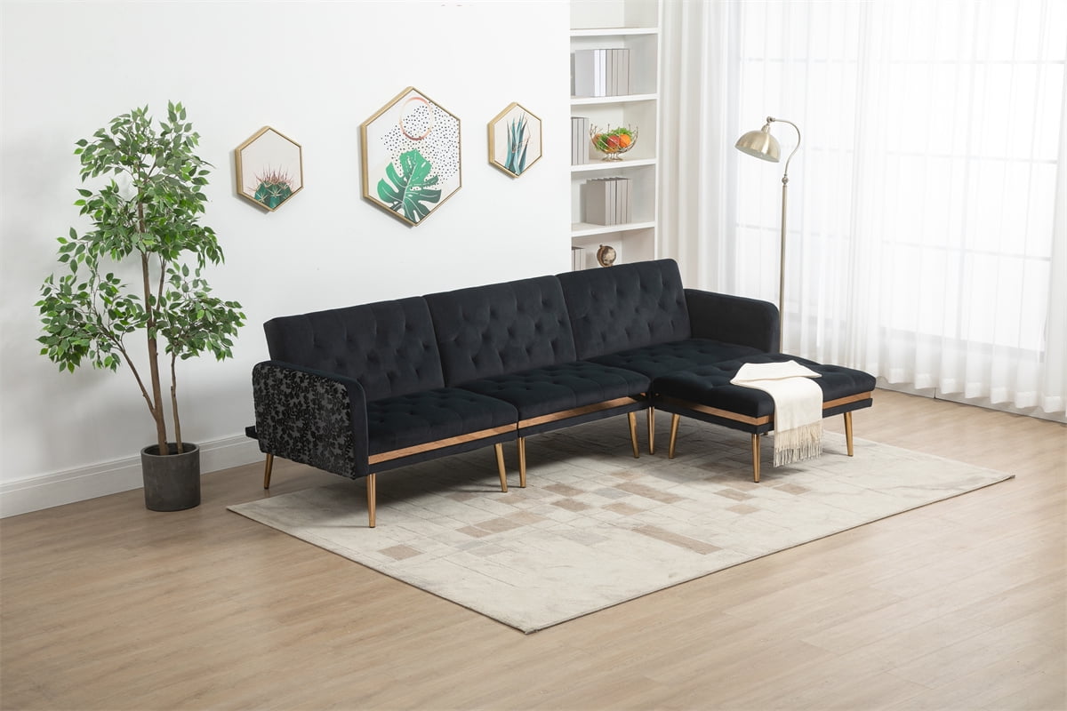 LShaped Velvet Sofa Set,Convertible Futon Sofa Bed,Sectional Sofa