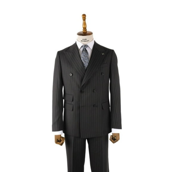 Men's Suit, Double Breasted Swallow Collar Woven Black Tuxedo