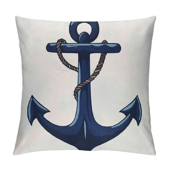 JRXY Throw Pillow Covers Decorative Square Throw Pillowcase Indoor/Outdoor Nautical Navy Blue Anchor White Background Pillow Cover Cushion Case for Couch Sofa Bedroom Car White