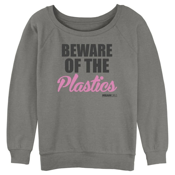 Junior's Mean Girls Beware of the Plastics Sweatshirt Gray Heather 2X Large