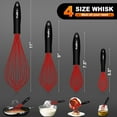 thumbnail image 2 of Walfos Whisk,Silicone Whisk Non Scratch-Whisks for cooking set of 4 Heat Resistant(480°F).Nice for Blending Beating Stirring and Kitchen Cooking &Baking.BPA Free and Dishwasher safe.(5+7+9+11 IN )Red, 2 of 8