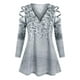 thumbnail image 1 of Tallas grandes con cremallera en V cuello floral escalera recortado frío hombro superior Rosegal Mangas largas de talla grande, 1 of 5