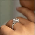 thumbnail image 4 of SOLITAIRE JEWELS 1.50Ct Oval Moissanite Halo Split Shank Engagement Ring Solid 18K White Gold, 4 of 5