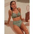 thumbnail image 3 of Bikini De Dos Piezas Cintura Alta Verde Militar Con Detalle En U Dorado, 3 of 30