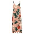 thumbnail image 6 of Strawberry Blossoms Pink Background Pattern Sleeveless Suspender Dress Summer Fashion Casual Long Dress, 6 of 9