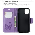 thumbnail image 6 of Allytech iPhone 11 Case (6.1"), Slim Fit PU Leather Folio Butterfly Embossed Shockproof Wrist Hand Strap Flip Cards Holder Wallet Case TPU Back Cover for Apple iPhone 11, Violet, 6 of 8