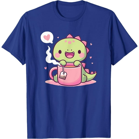 Cute Pastel Dino Teacup Tea Rex Pun Unisex T-Shirt for Men Women Kids