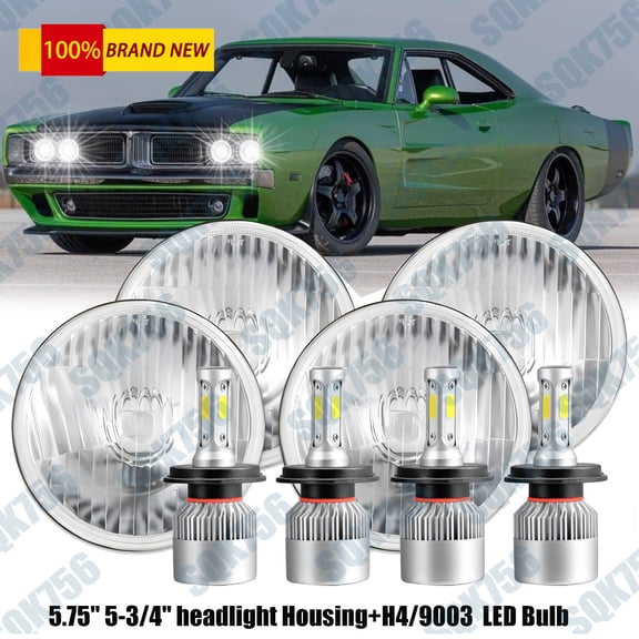 for Dodge Charger 1966-1974 5.75" LED Round Headlights High/Low Beam 4PCS