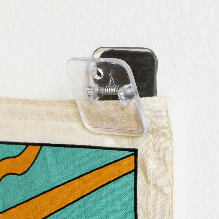 Tapestry Hangers Spring Clips, Wall clips with adhesive, Poster Clips  perfect for Home office (8 Pack, Clear) 