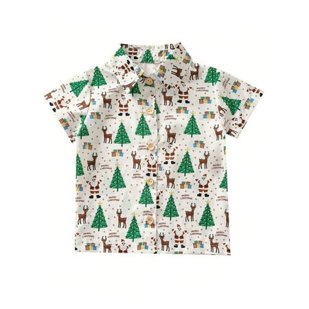 

Frobukio Christmas Family Matching Clothes Sister Romper Dress Brother Shirt Cute Santa Deer Print Xmas Outfits Green Boys 2-3 Years