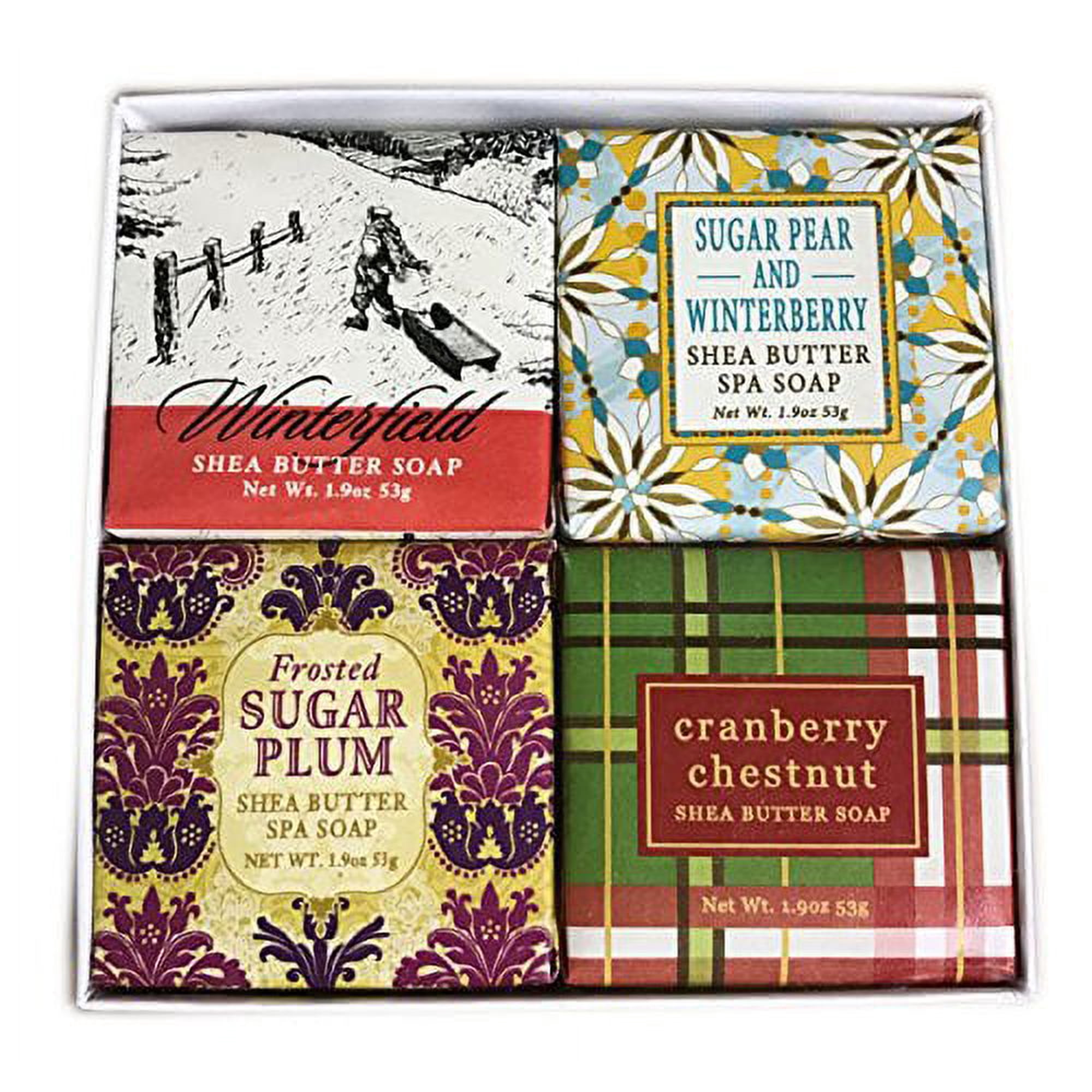 Shea Butter Soap Sampler - Boxed Set of 4 Assorted Scents (Christmas Holiday 2)