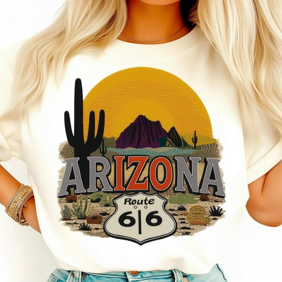 Arizona Desert Shirt, Route 66 Shirt, Cactus Sunset Tee, Western Travel Shirt, Desert Landscape Shirt, Vintage Arizona Tee