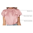 thumbnail image 4 of Blusa de Satén para Mujer PRETTYGARDEN Manga Corta con Volantes Talle M, 4 of 6