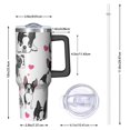 thumbnail image 2 of OBREWU Pug and Love Heart Tumbler with Handle and Lid,Pug and Love Heart 40oz Double Wall Vacuum Insulated Tumbler,Cups Gift for Women and Men, 2 of 7