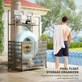 thumbnail image 3 of Outsunny Rattan Pool Float Storage Organizer, Wheeled Pool Caddy with Basket Shelf Towel Bars, Mixed-Gray, 3 of 9