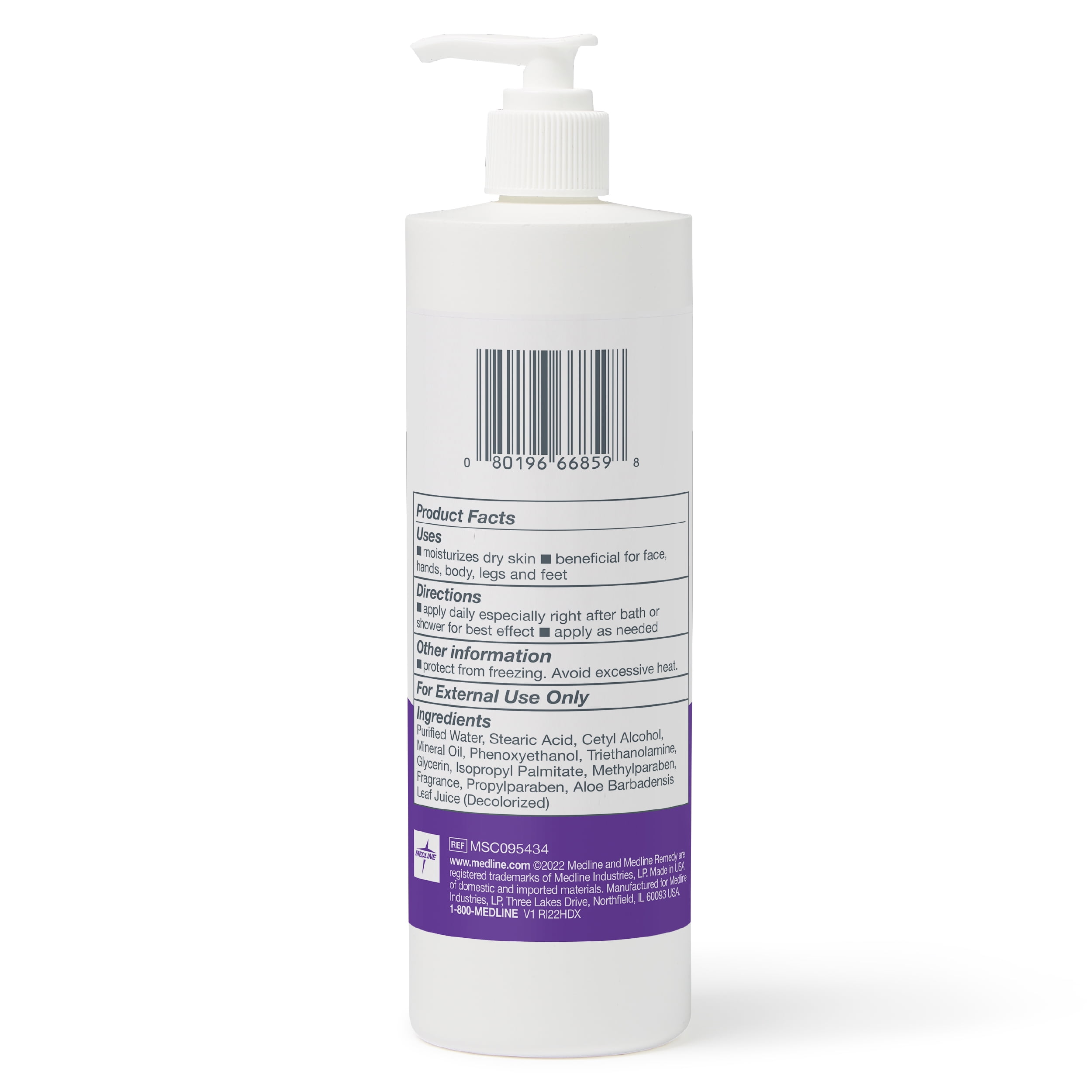 Medline Remedy Essentials Moisturizing Body Lotion (16 oz Bottle), 12 Count, Fresh Scent, Hydrating, Non-Greasy, For Dry Skin