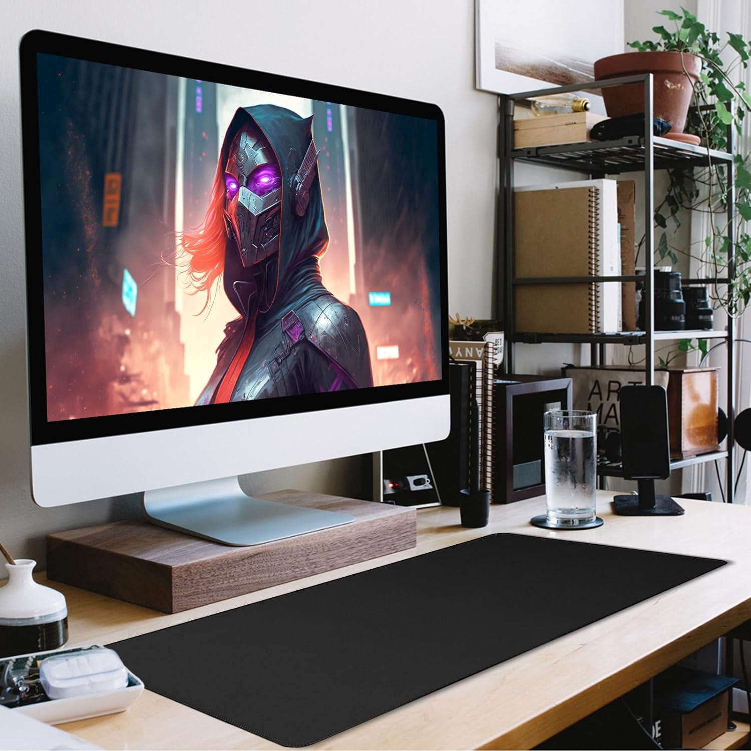 Large Gaming Mouse Pad with Extended Stitched Edges, (31.5X15.7 Inch) Durable Non-Slip Natural Rubber Base, Waterproof Keyboard Computer Mousepad for Esports Pros/Gamer/Desktop/Office/Home, Black