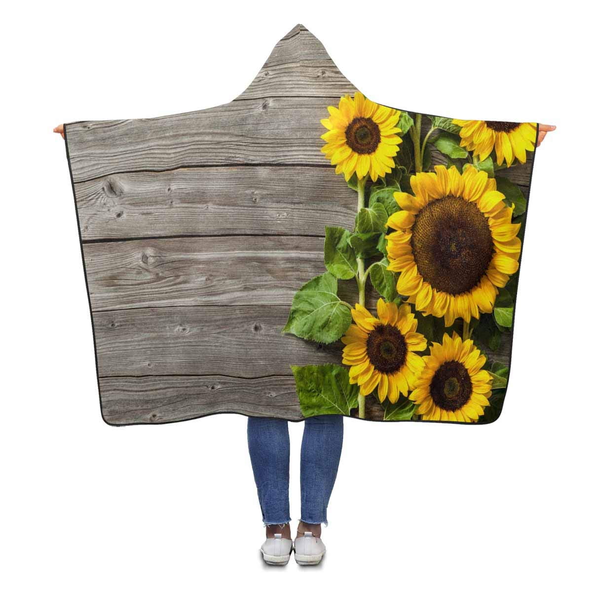 ASHLEIGH Autumn Sunflowers Throw Hooded Blanket 56x80 inches Adults