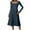 Dark Green, variant on GDREDA Elegant Square Neck Timeless Midi Dress With Waist Tie For Lady Summer Casual Day Wear Long Sleeve Black,S