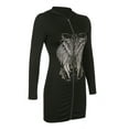 thumbnail image 5 of Douhoow Women Gothic Hooded Dresses Diamonds Wings Print Dress Zipper Bodycon One Piece, 5 of 9