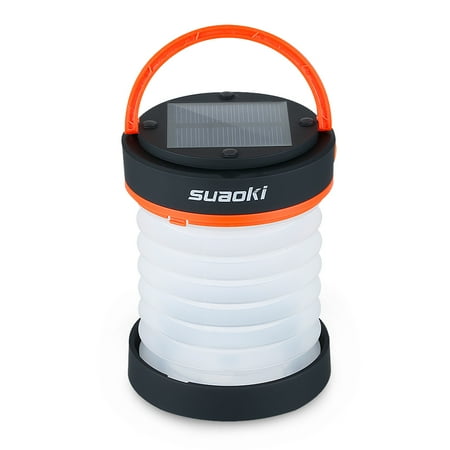 Suaqui Outdoor Furniture Suaoki Led Camping Lantern Lights Rechargeable Battery (Powered by Solar Panel and USB Charging) Collapsible Flashlight for Outdoor Hiking Tent Garden (Emergency Charger for Phone, Water-Resistant) ()