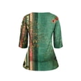 thumbnail image 4 of Hauts Grande Taille pour Femmes Manches 3/4 Col Rond Coupe Ample T-Shirt Décontracté Polyester, 4 of 7