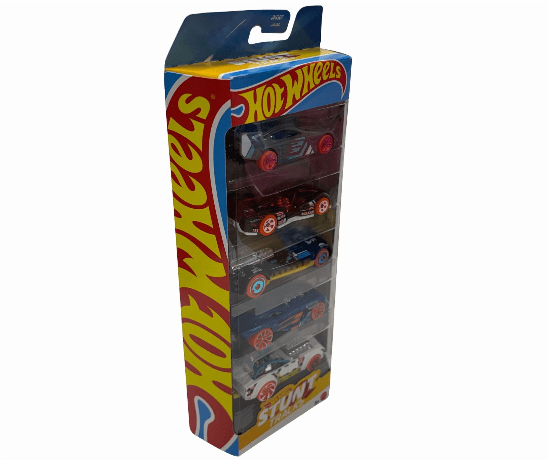 Hot Wheels Stunt Tracks 5-Pack – 1:64 Scale Die-Cast Cars, Piledriver, Retro-Active, Electrack, Time Tracker & 16 Angels
