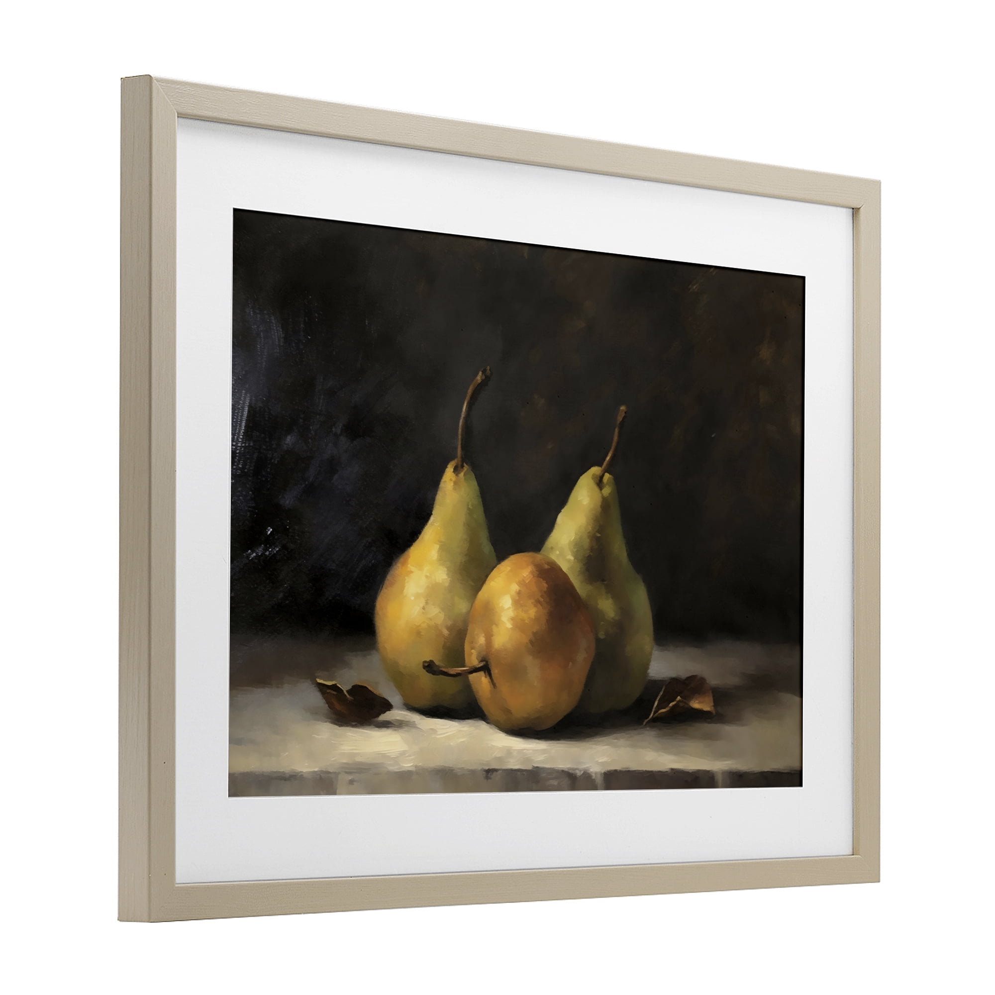 Stupell Industries Three Pears on Marble Birch Framed Print Under Glass, design by Creative Studio