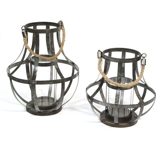 Stratton Home Decor S15038 Ensemble de 2 Lanternes Métalliques Stratton Home Decor