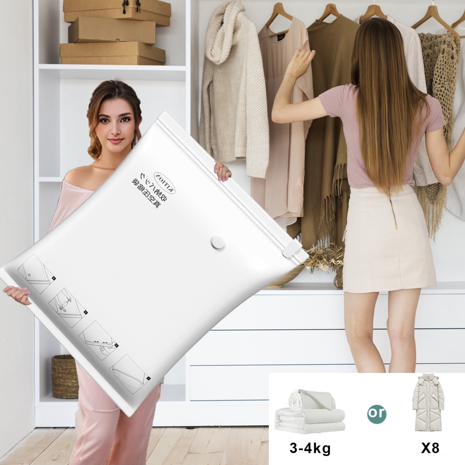 Lot de 8 sacs sous vide - 40 x 60 cm - Anti-fuite - Sacs de rangement