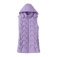 thumbnail image 4 of Breezora Women Long Sleeveless Puffer Vest Hooded Quilted Gilet Casual Zip Up Winter Warm Layer XXL Size Purple, 4 of 4