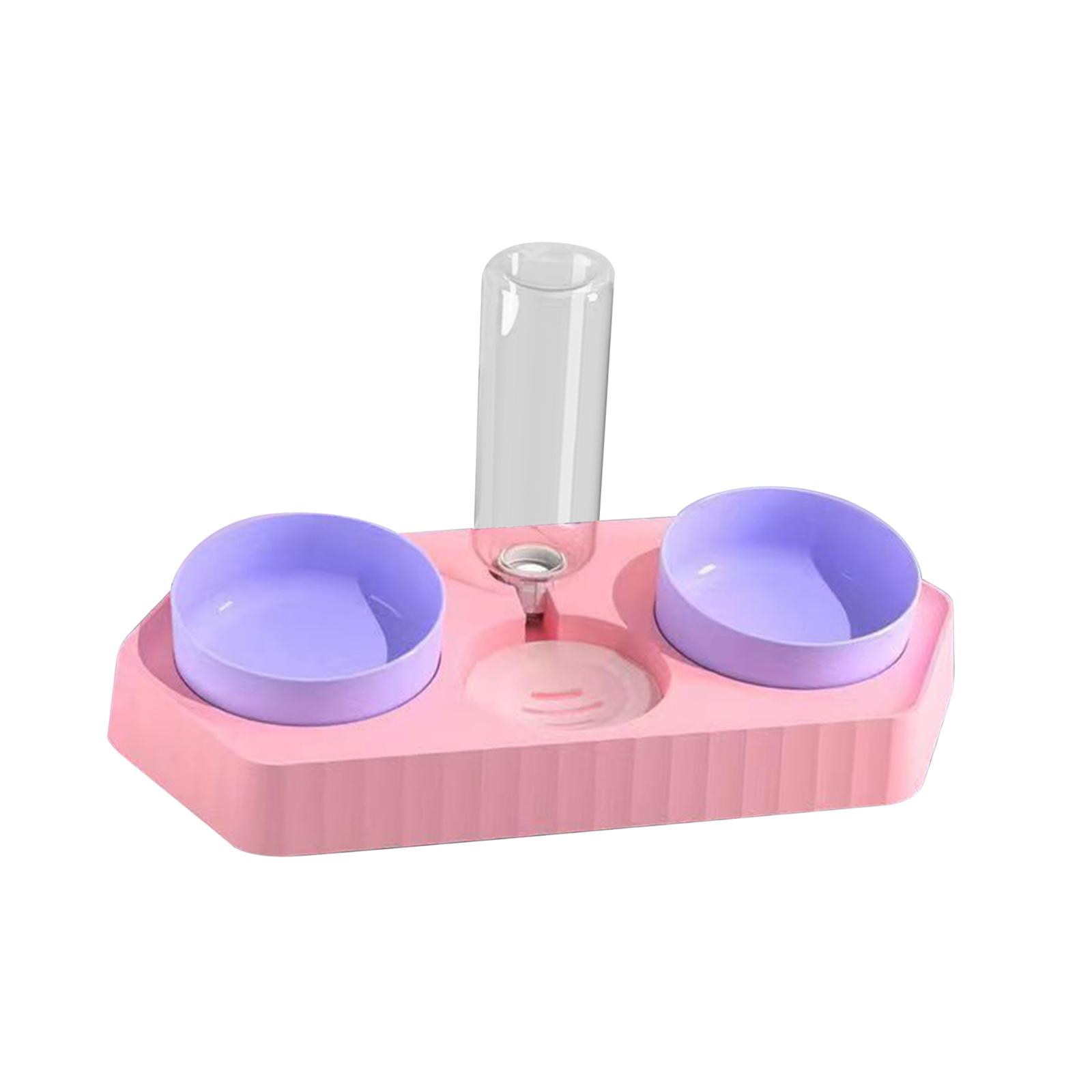 Bvdfgk Dot Bowls Drink Fountain Cat Food Dishes Pet Feeding Station Detachable Non Slip three pink
