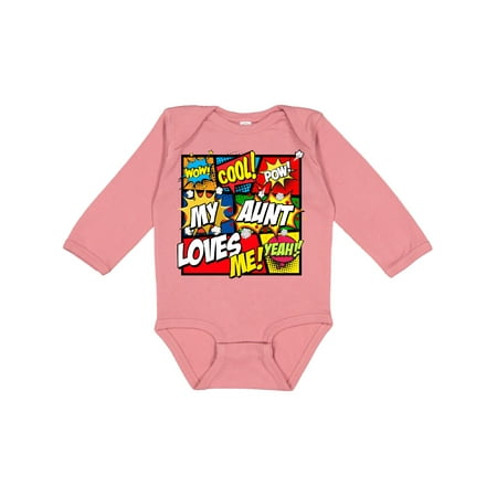 

Inktastic My Aunt Love Me Gift Baby Boy or Baby Girl Long Sleeve Bodysuit
