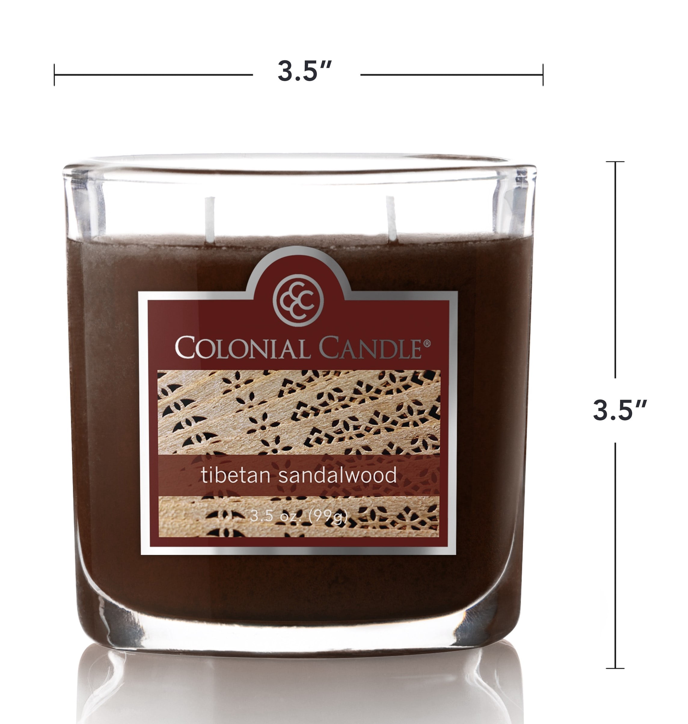 Colonial Candle Tibetan Sandalwood Scented Jar Candle - Classic Ovals - 2 Wick - 3.5 oz - 20h Burn